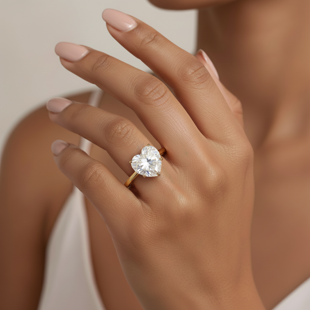 Bague en Moissanite Taille Cœur – Éclat d’Amour et Élégance Éternelle