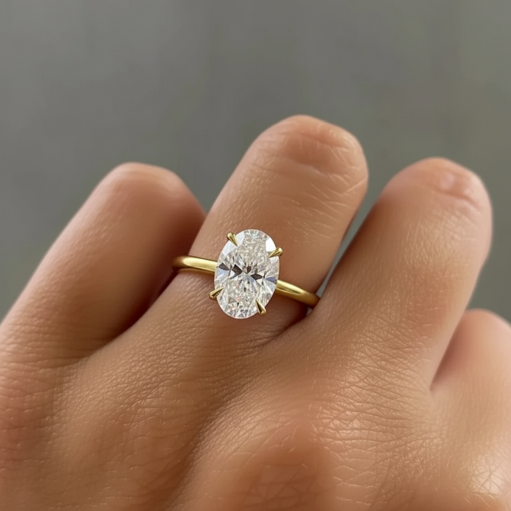 Bague Solitaire en Moissanite Ovale – Élégance Intemporelle