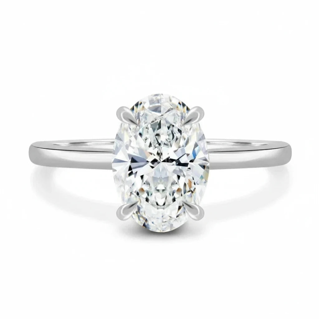 Bague Solitaire en Moissanite Ovale – Élégance Intemporelle