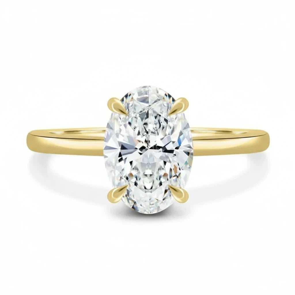 Bague Solitaire en Moissanite Ovale – Élégance Intemporelle