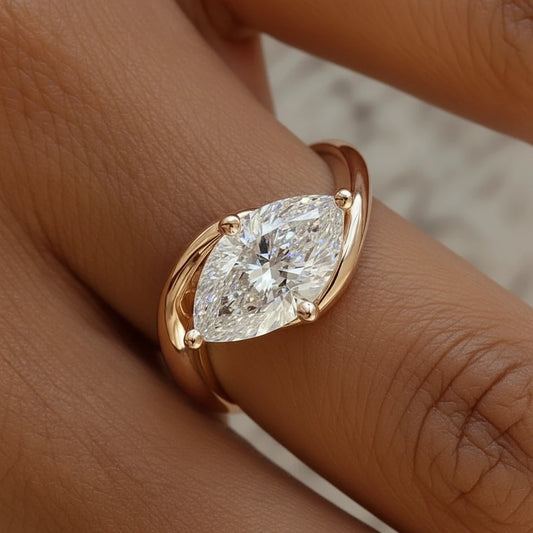 Bague en Moissanite Taille Marquise – Élégance et Éclat Intemporel